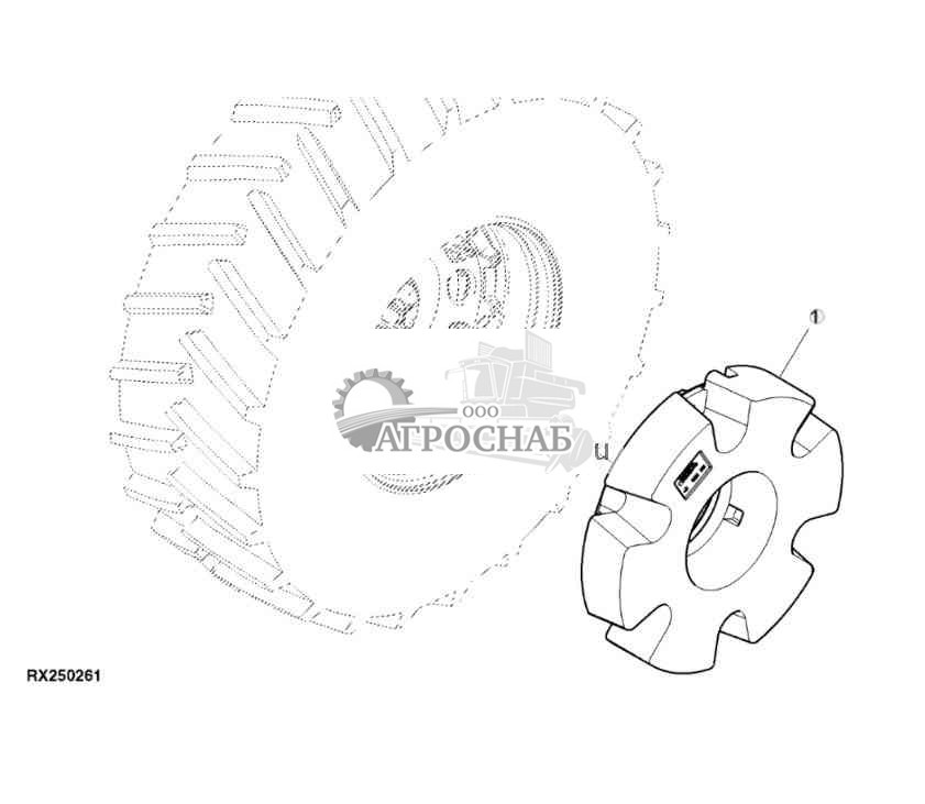 Груз колеса, внутреннее, 625 кг, показана левая сторона 